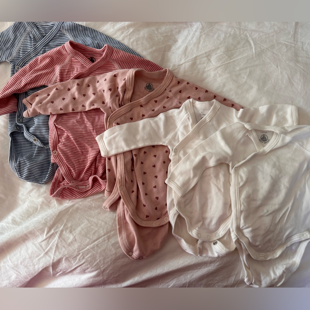 Petit Bateau 5 long sleeve kimono wrap onesies